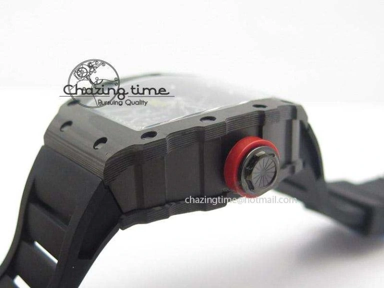 Functional RM035 Rafael Nadal NTPT Carbon Black Skeleton Dial On Black Rubber Strap MIYOTA9015 RMF 9586