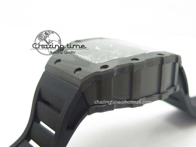 Functional RM035 Rafael Nadal NTPT Carbon Black Skeleton Dial On Black Rubber Strap MIYOTA9015 RMF 9586