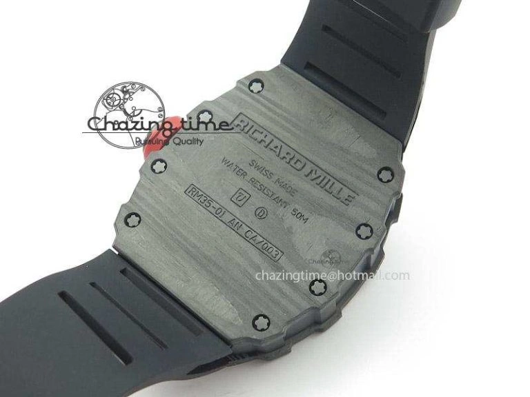 Functional RM035 Rafael Nadal NTPT Carbon Black Skeleton Dial On Black Rubber Strap MIYOTA9015 RMF 9586