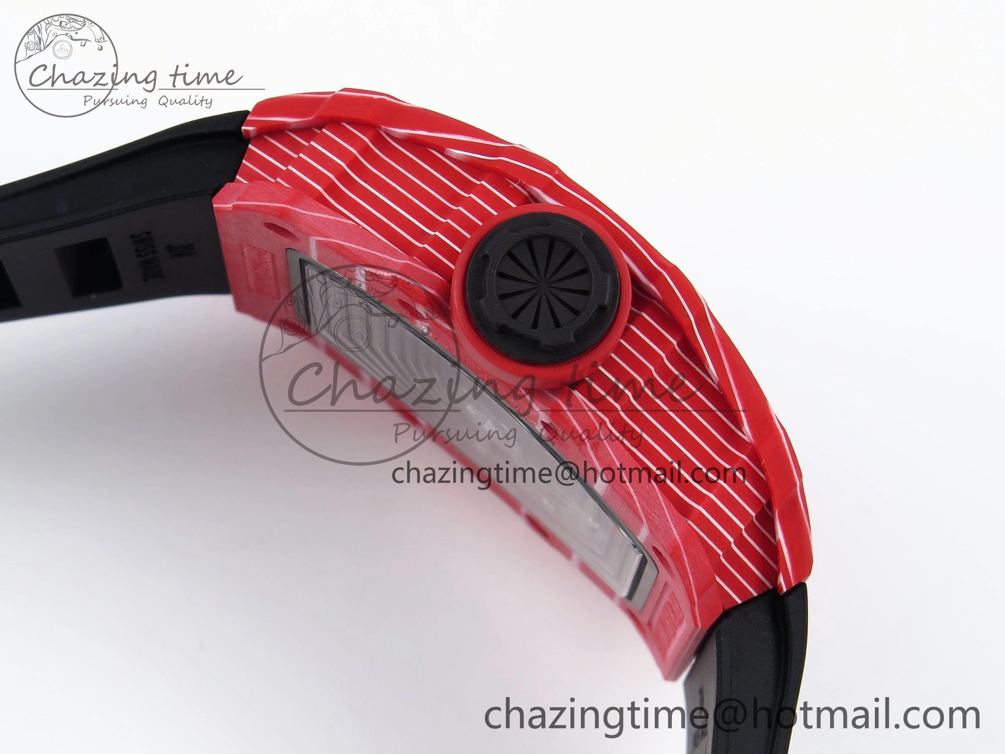 RM035 Red Carbon SONIC Best Edition Skeleton Dial on Black Rubber Strap Clone RMUL Unique 9310