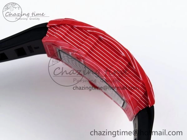 RM035 Red Carbon SONIC Best Edition Skeleton Dial on Black Rubber Strap Clone RMUL Unique 9310