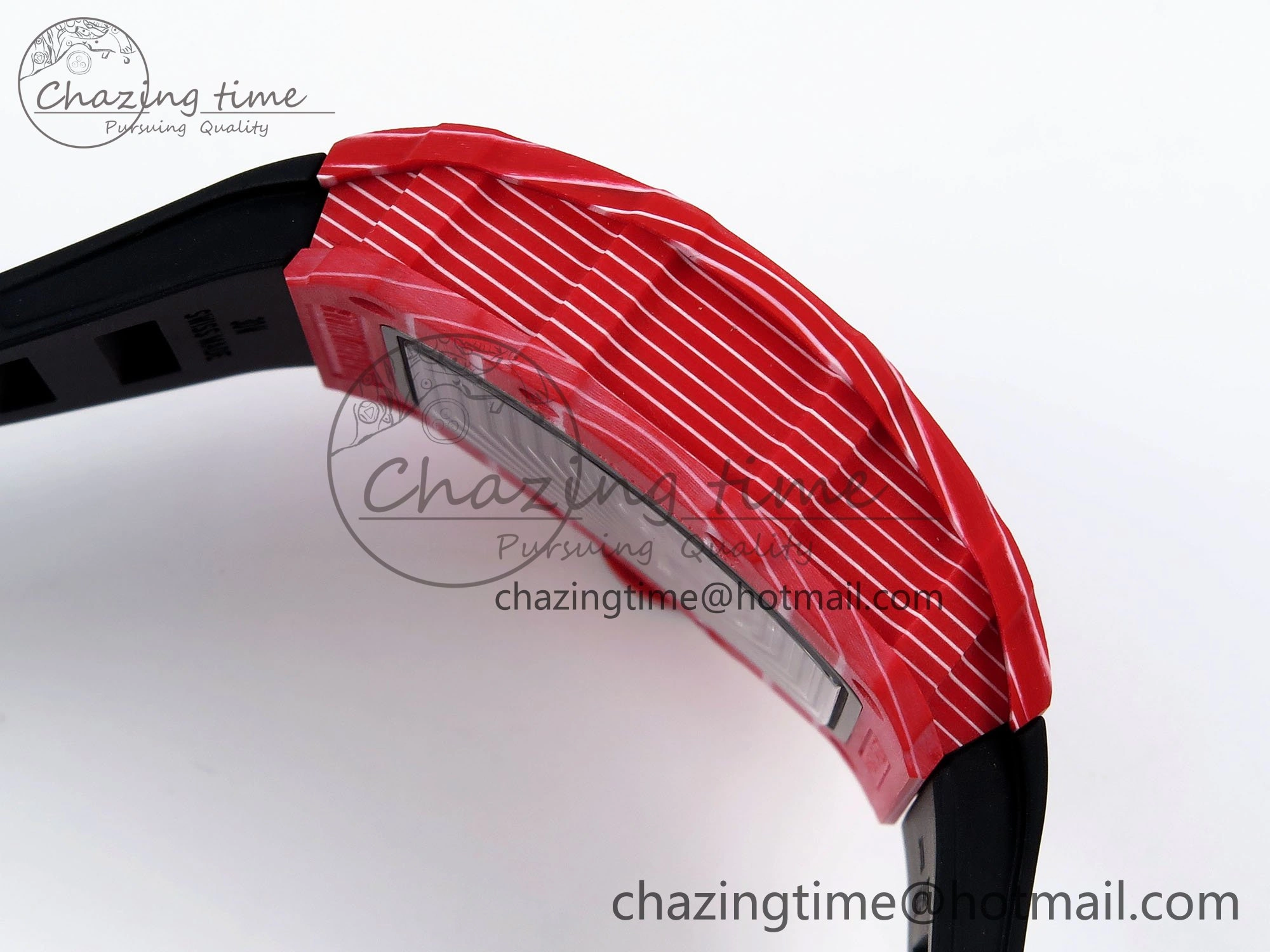 RM035 Red Carbon SONIC Best Edition Skeleton Dial on Black Rubber Strap Clone RMUL Unique 9310