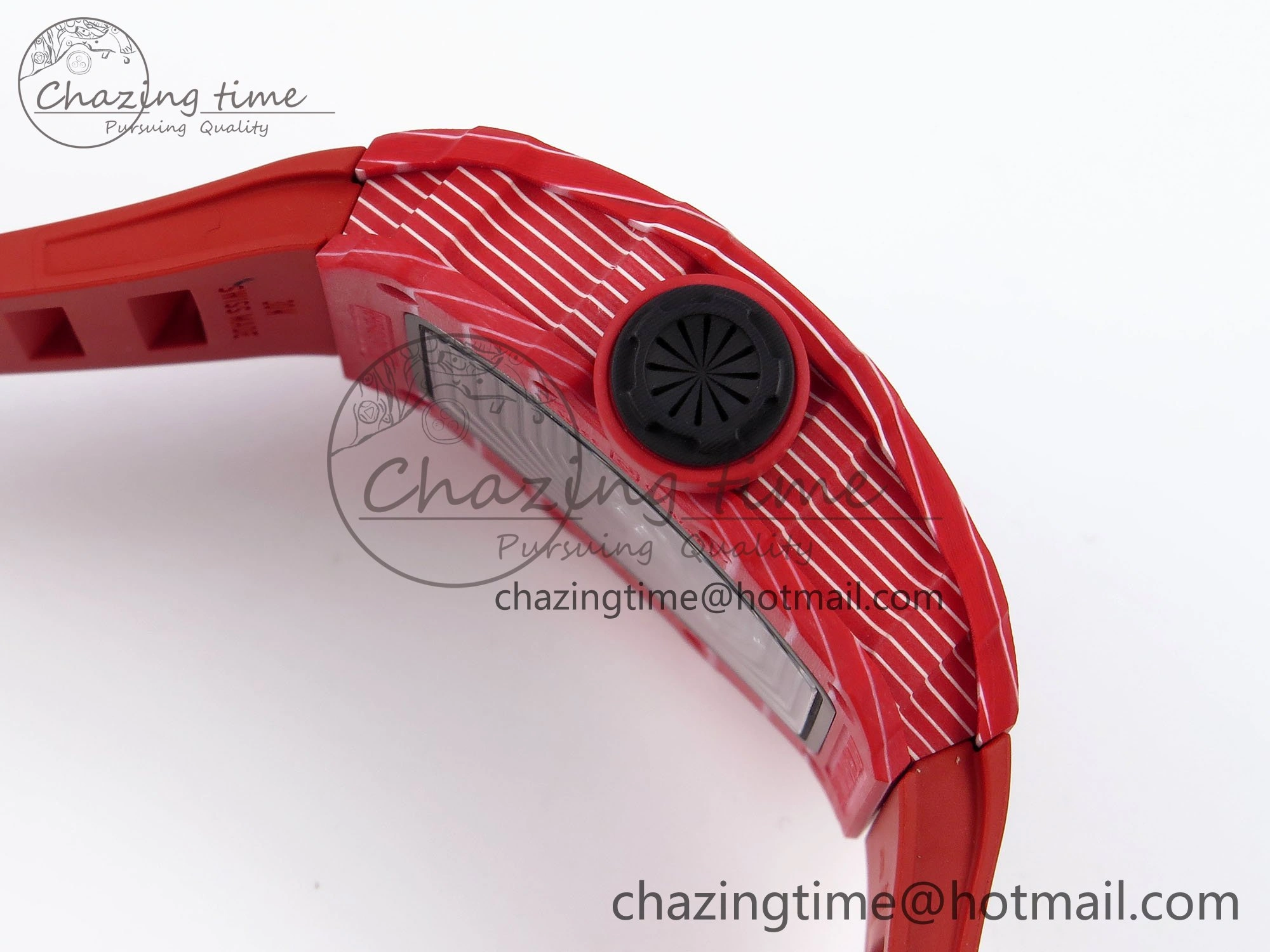 Popular RM035 Red Carbon SONIC Best Edition Skeleton Dial on Red Rubber Strap Clone RMUL 9311