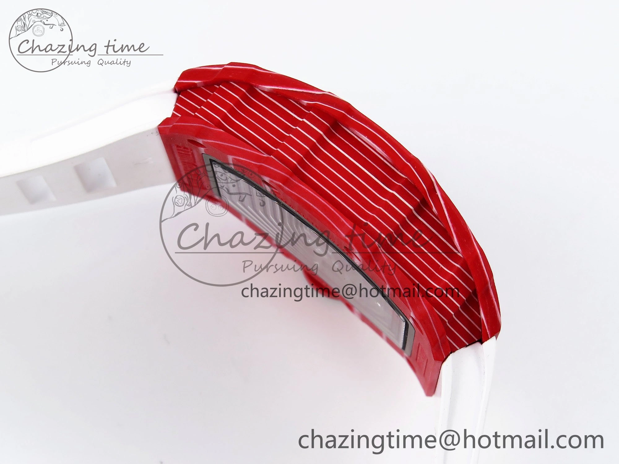 Durable RM035 Red Carbon SONIC Best Edition Skeleton Dial on White Rubber Strap Clone RMUL 9308