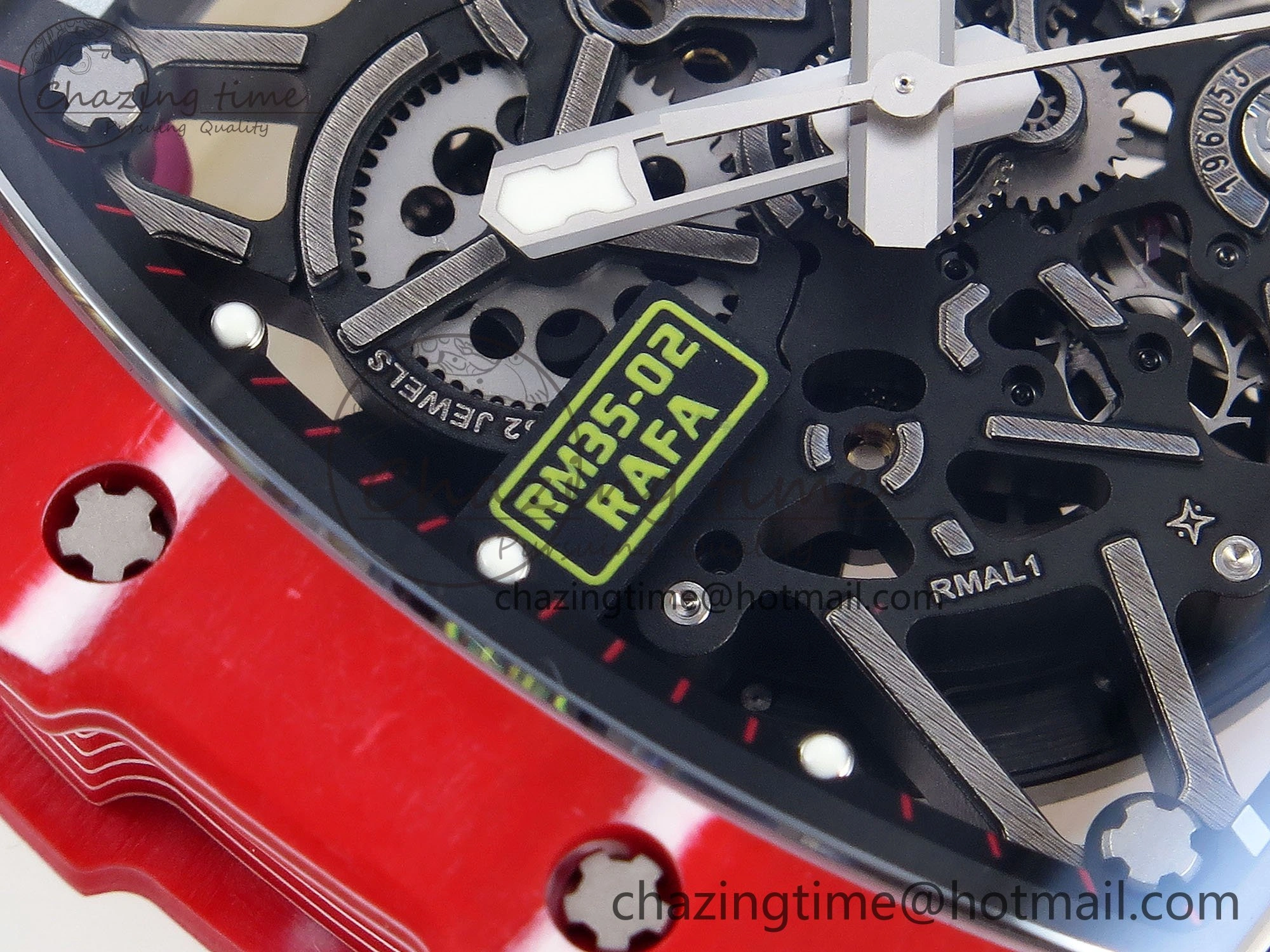 RM035 Red Carbon SONIC Best Edition Skeleton Dial on Yellow Rubber Strap Clone RMUL Practical 9309