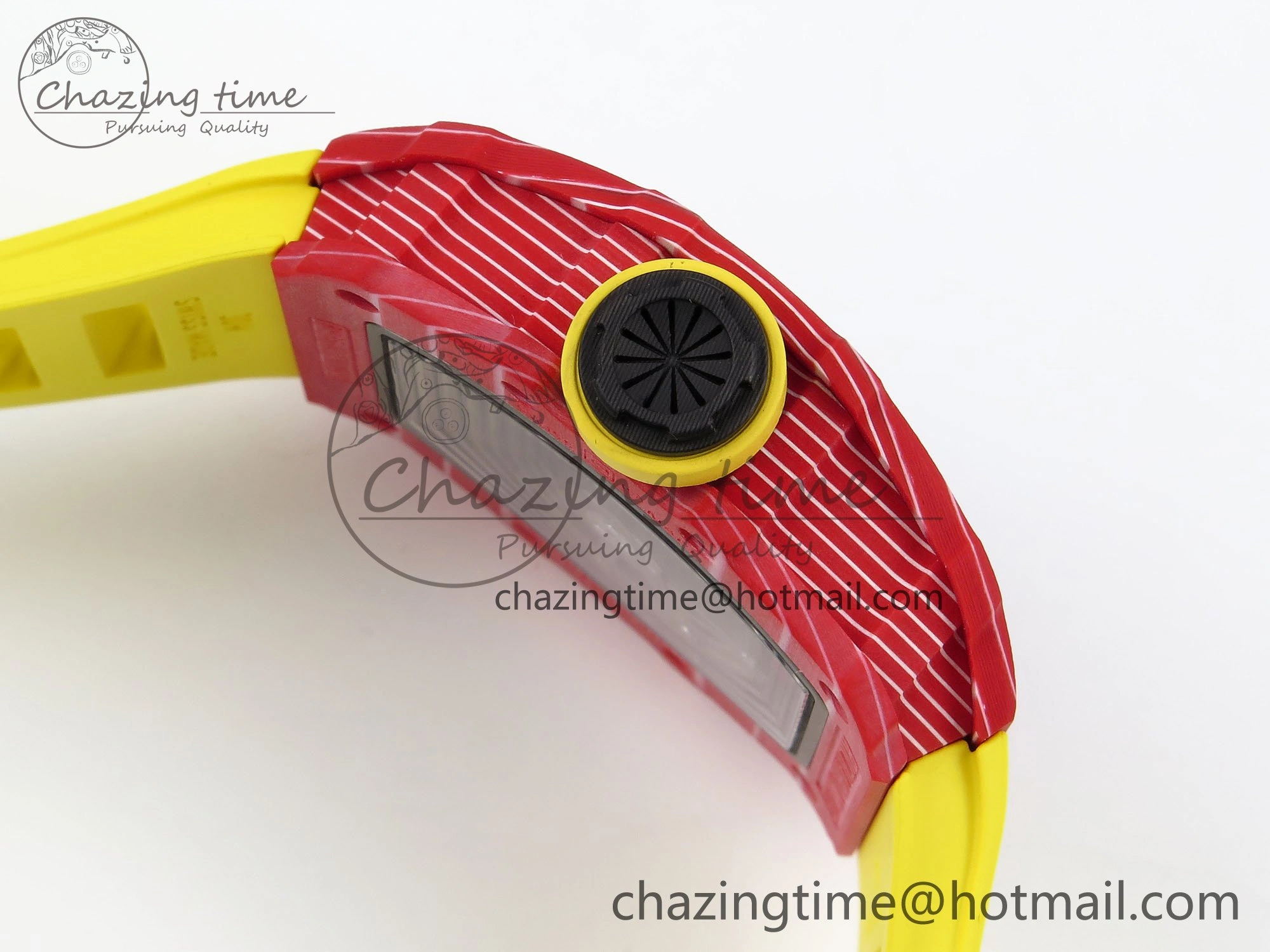 RM035 Red Carbon SONIC Best Edition Skeleton Dial on Yellow Rubber Strap Clone RMUL Practical 9309