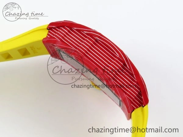 RM035 Red Carbon SONIC Best Edition Skeleton Dial on Yellow Rubber Strap Clone RMUL Practical 9309