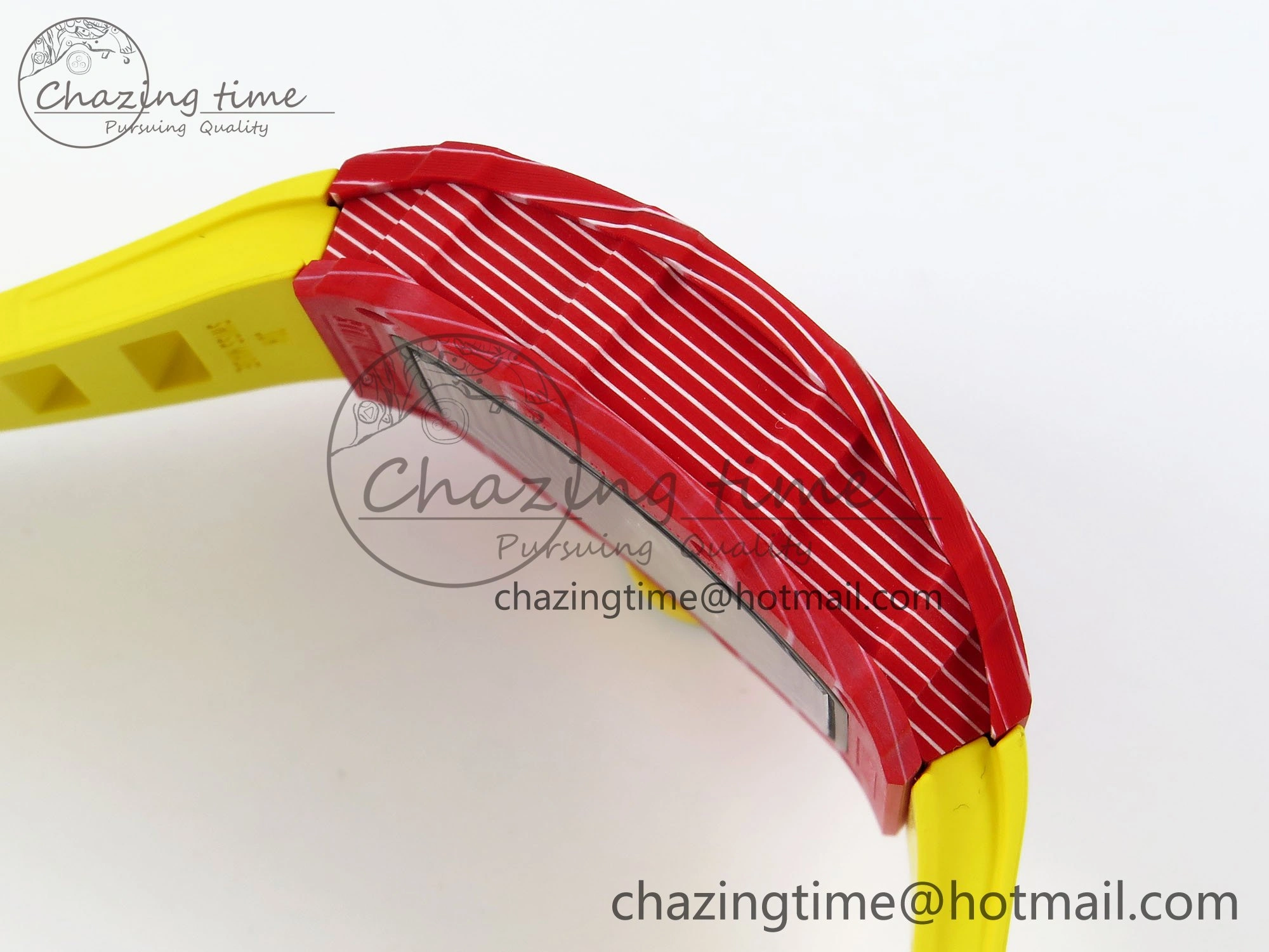 RM035 Red Carbon SONIC Best Edition Skeleton Dial on Yellow Rubber Strap Clone RMUL Practical 9309