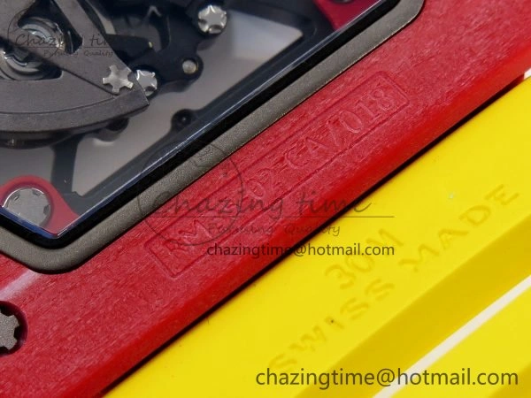 RM035 Red Carbon SONIC Best Edition Skeleton Dial on Yellow Rubber Strap Clone RMUL Practical 9309
