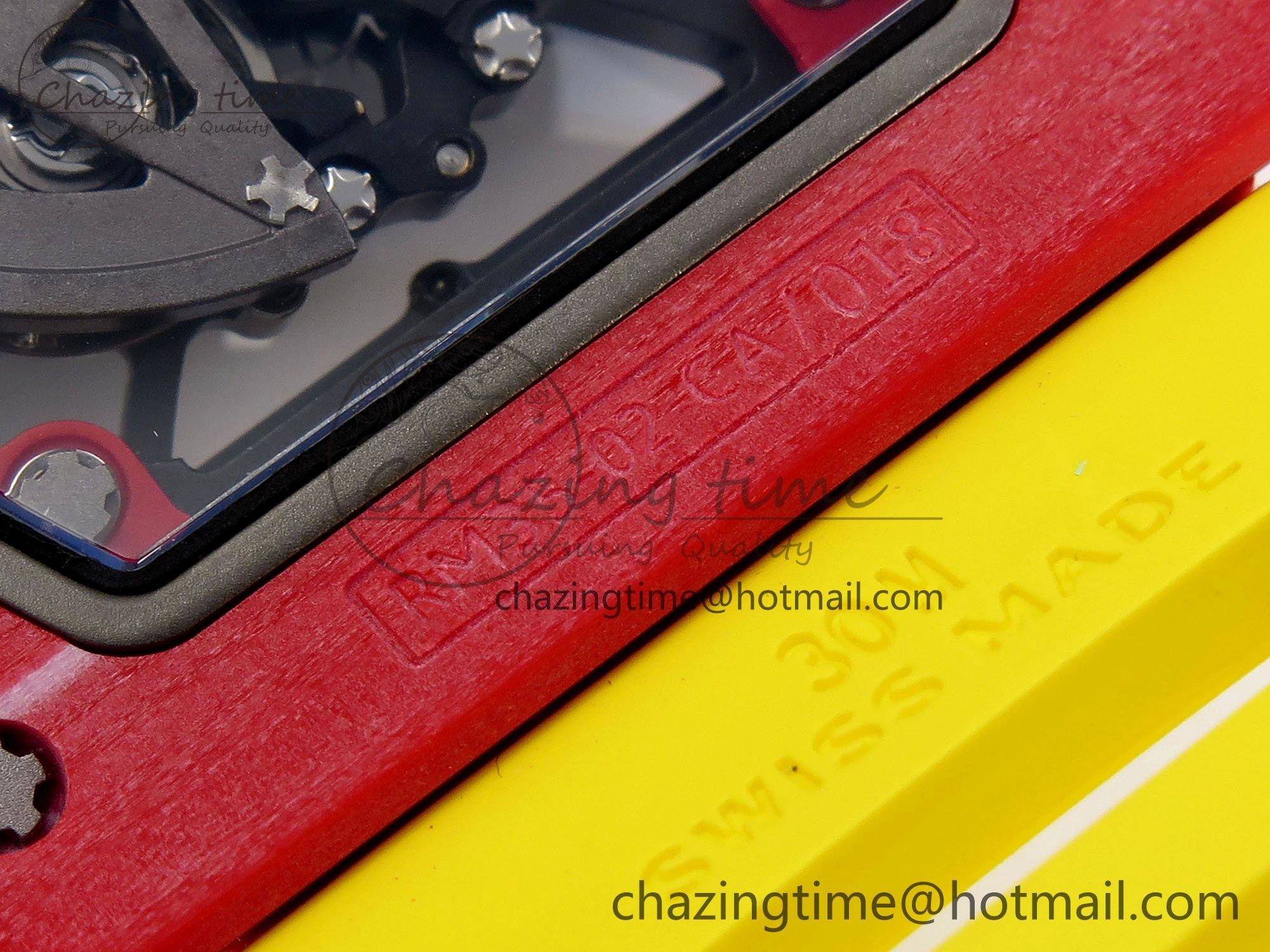 RM035 Red Carbon SONIC Best Edition Skeleton Dial on Yellow Rubber Strap Clone RMUL Practical 9309