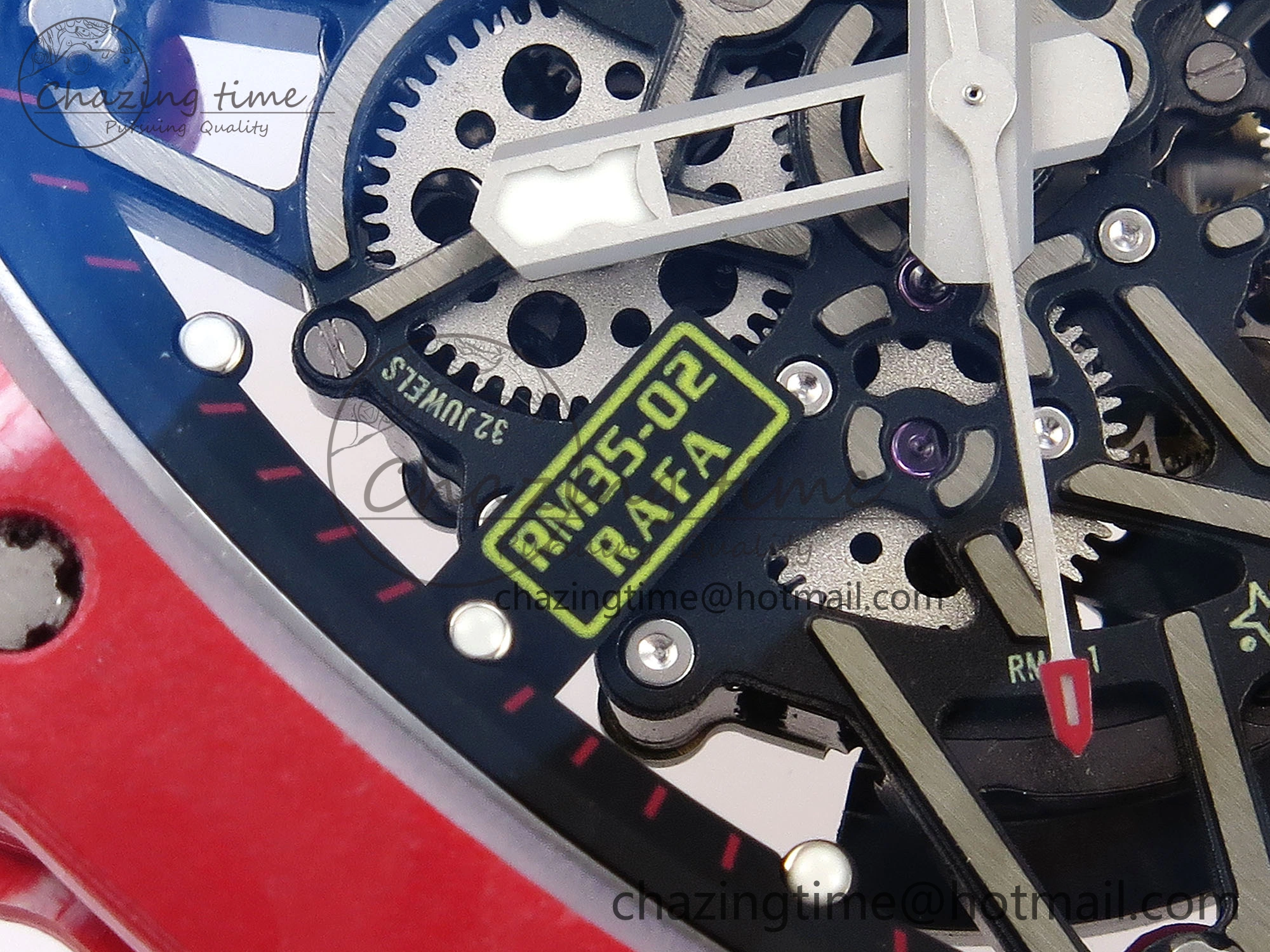 RM035 Red Carbon T+F Best Edition Skeleton Dial on White Rubber Strap Clone RMUL AllSeason 9324