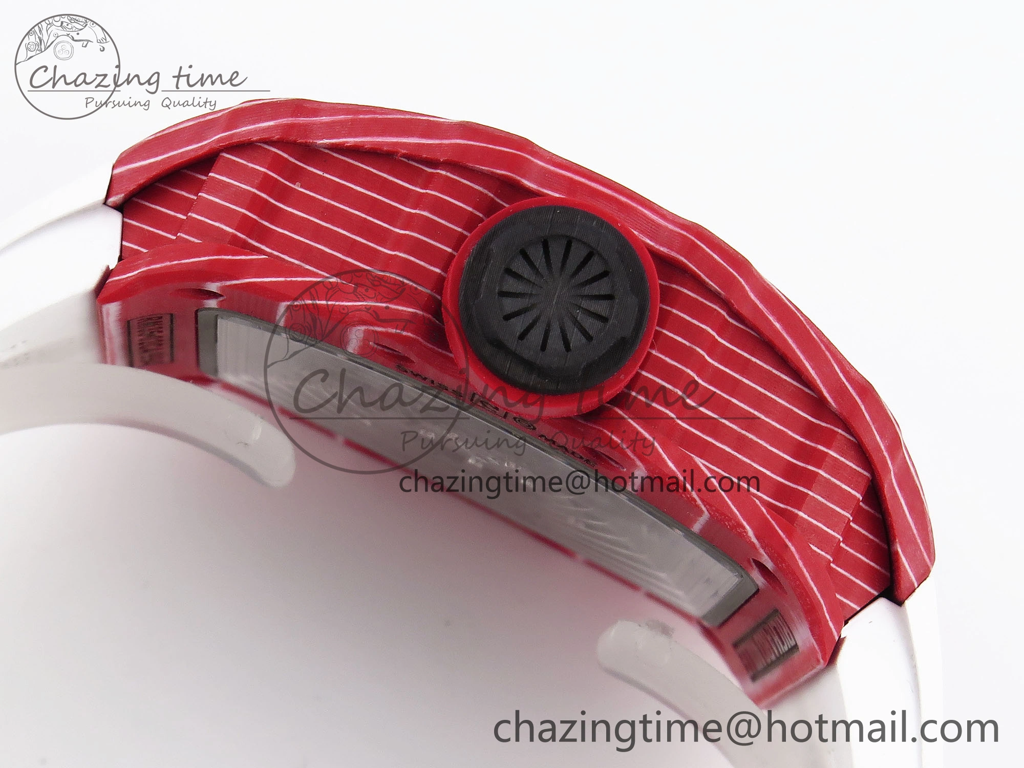 RM035 Red Carbon T+F Best Edition Skeleton Dial on White Rubber Strap Clone RMUL AllSeason 9324