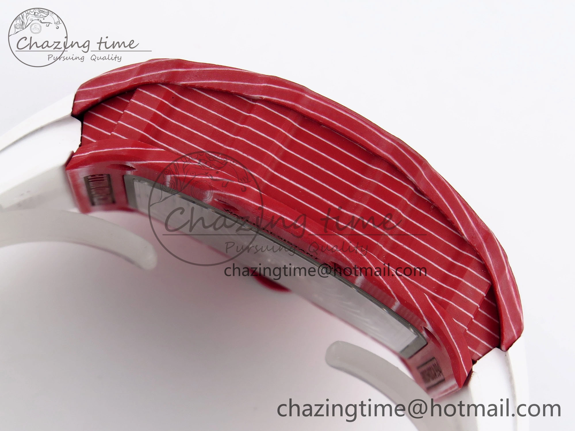 RM035 Red Carbon T+F Best Edition Skeleton Dial on White Rubber Strap Clone RMUL AllSeason 9324