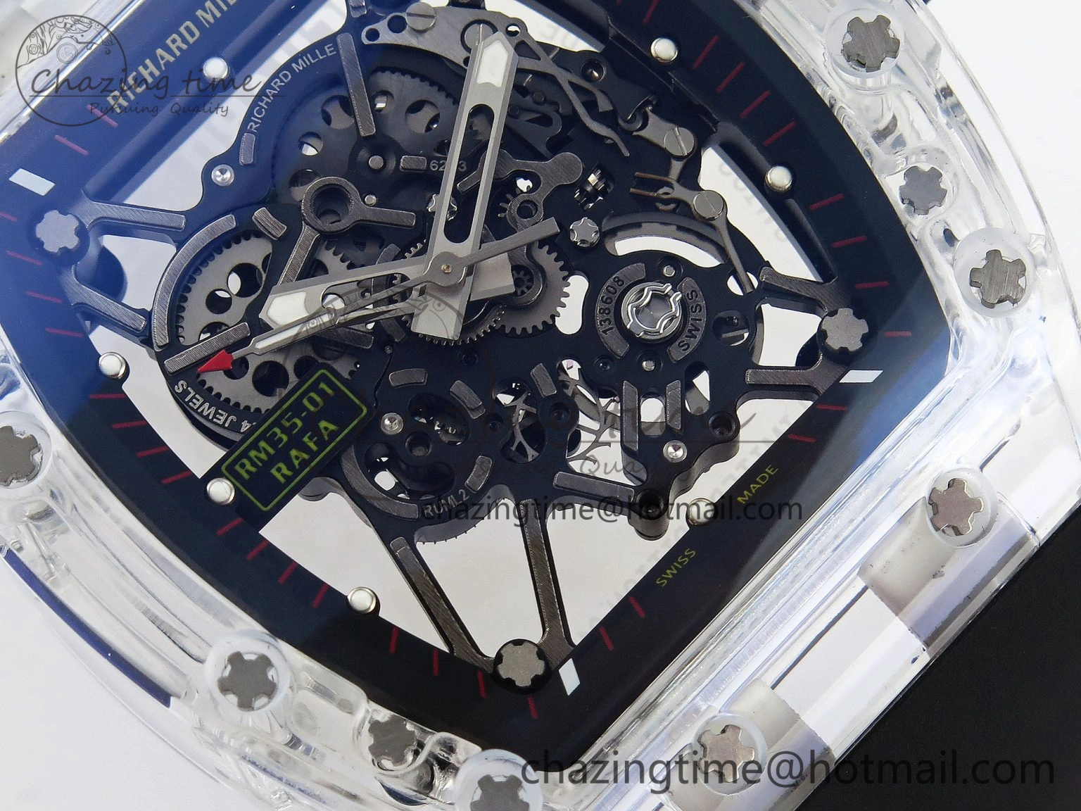 RM035 Transparent RMF Best Edition Skeleton Dial on Black Rubber Strap Clone RMUL SunProtective 9321