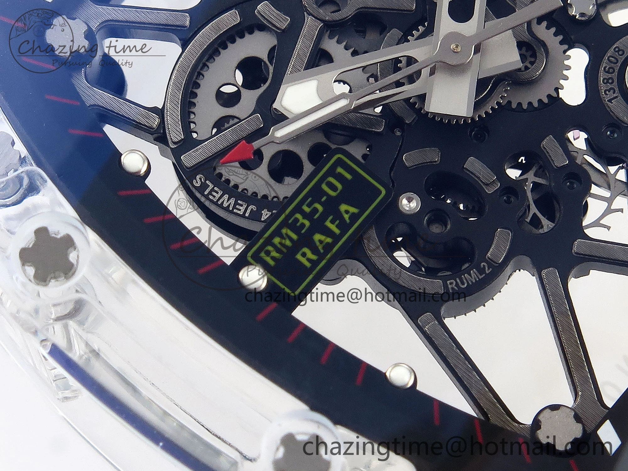 RM035 Transparent RMF Best Edition Skeleton Dial on Black Rubber Strap Clone RMUL SunProtective 9321