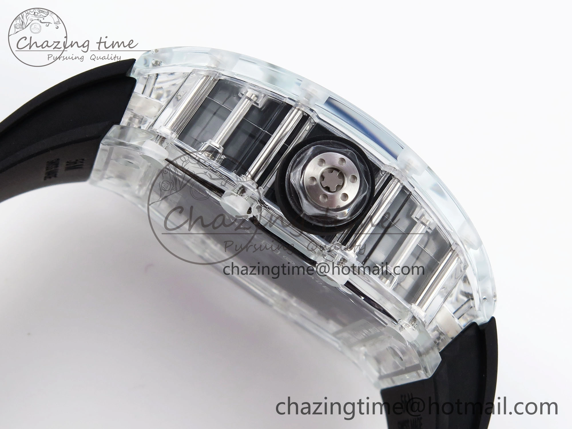 RM035 Transparent RMF Best Edition Skeleton Dial on Black Rubber Strap Clone RMUL SunProtective 9321