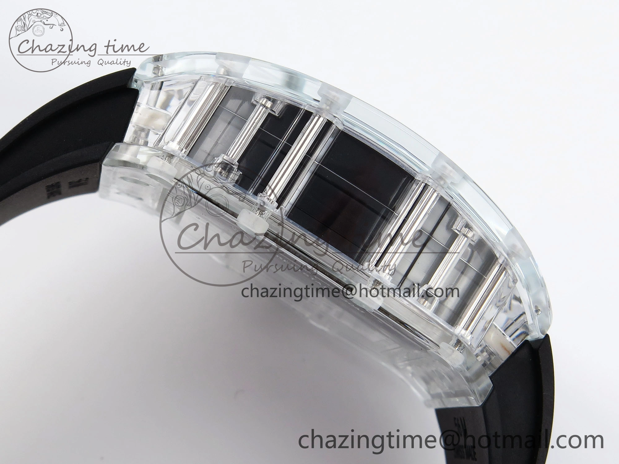 RM035 Transparent RMF Best Edition Skeleton Dial on Black Rubber Strap Clone RMUL SunProtective 9321