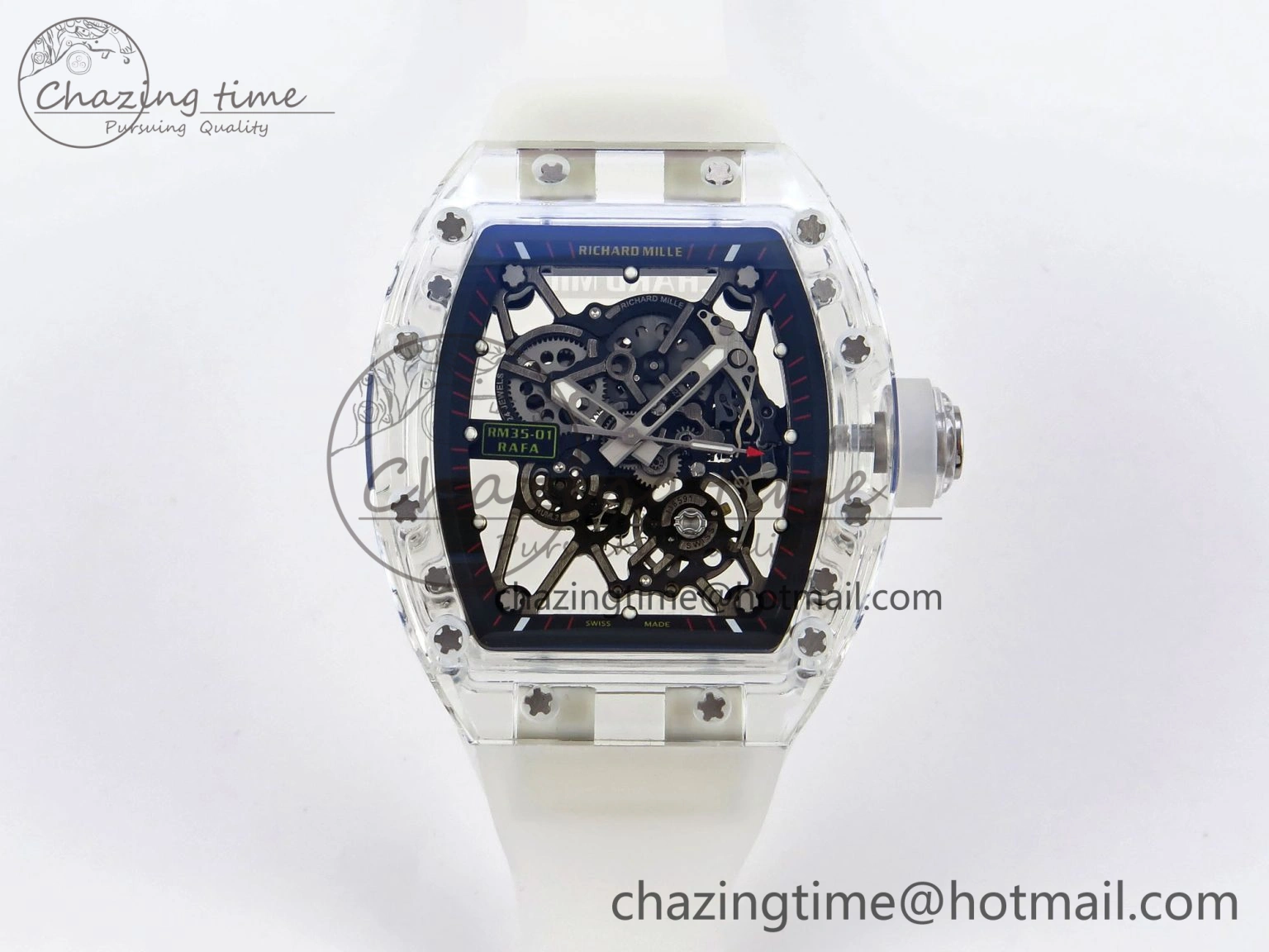 Resilient RM035 Transparent RMF Best Edition Skeleton Dial on Translucent Rubber Strap Clone RMUL 9326