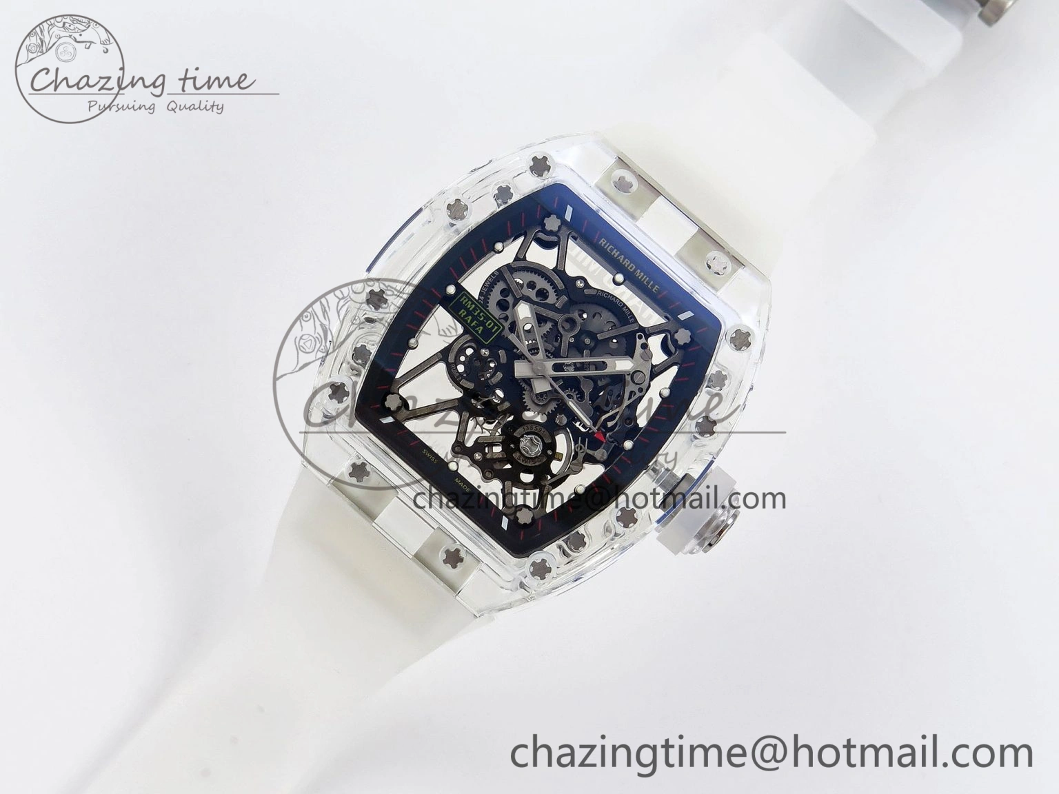 Resilient RM035 Transparent RMF Best Edition Skeleton Dial on Translucent Rubber Strap Clone RMUL 9326