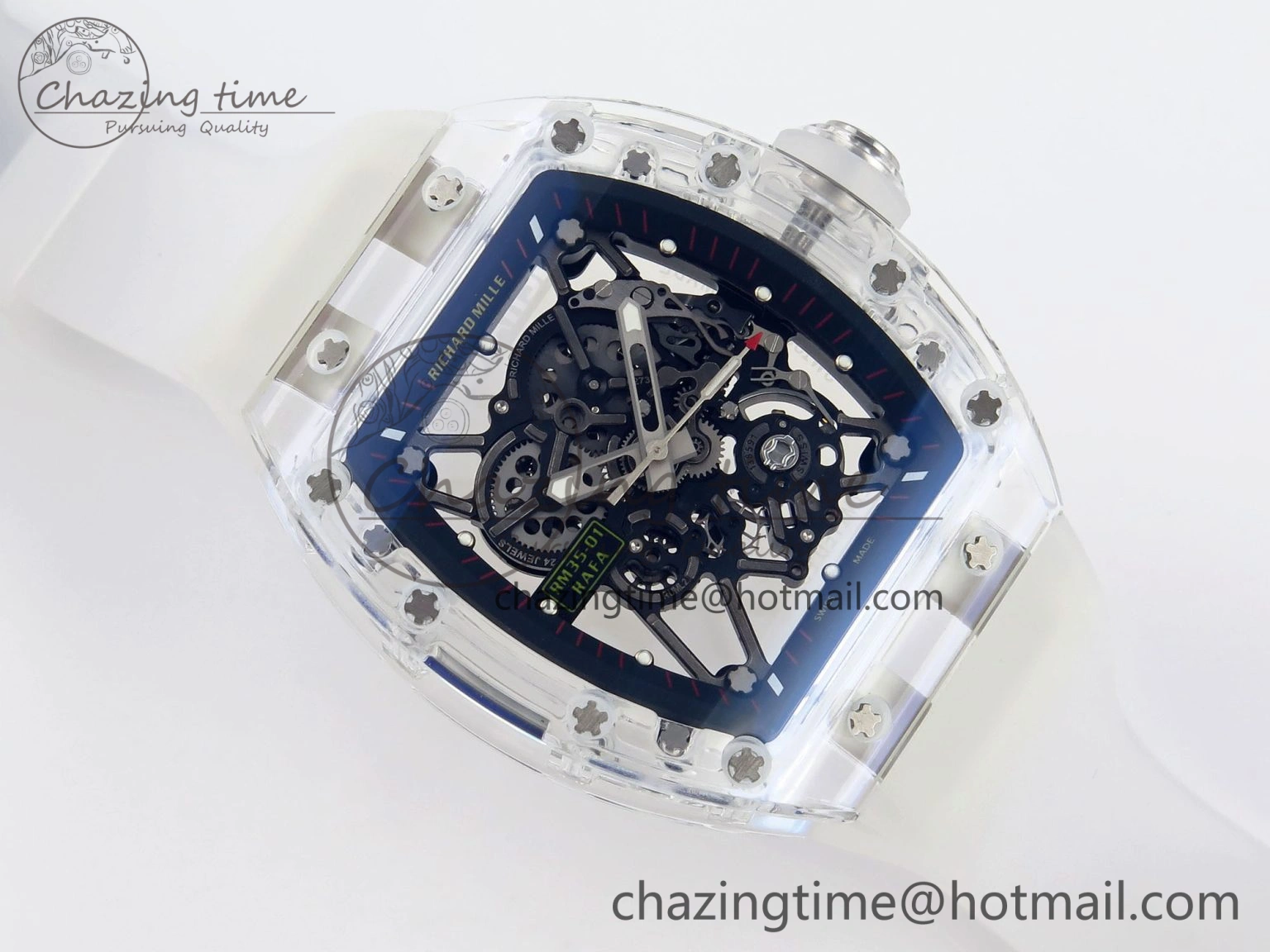 Resilient RM035 Transparent RMF Best Edition Skeleton Dial on Translucent Rubber Strap Clone RMUL 9326