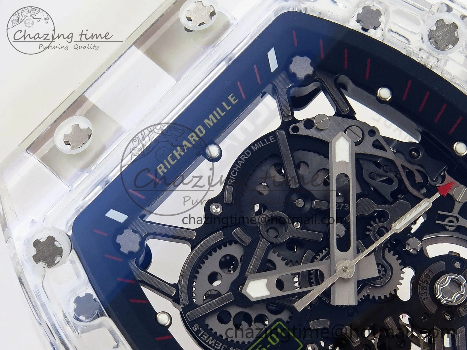 Resilient RM035 Transparent RMF Best Edition Skeleton Dial on Translucent Rubber Strap Clone RMUL 9326