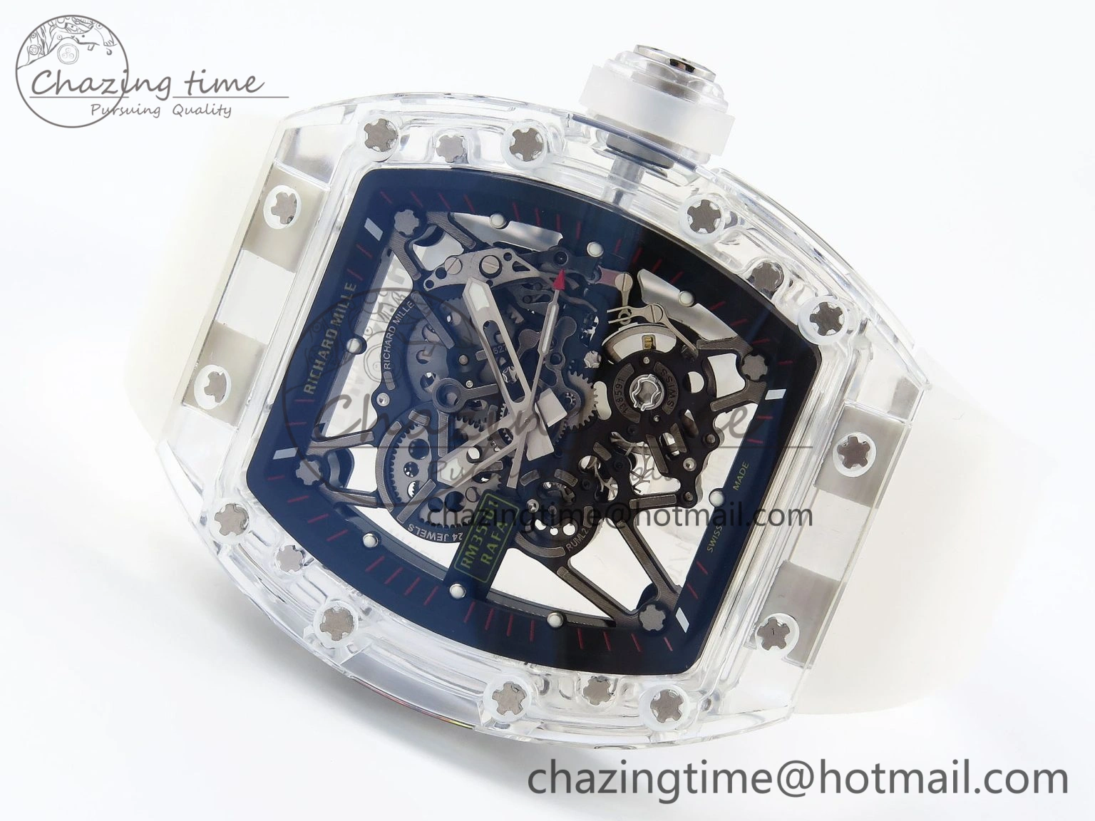 Resilient RM035 Transparent RMF Best Edition Skeleton Dial on Translucent Rubber Strap Clone RMUL 9326