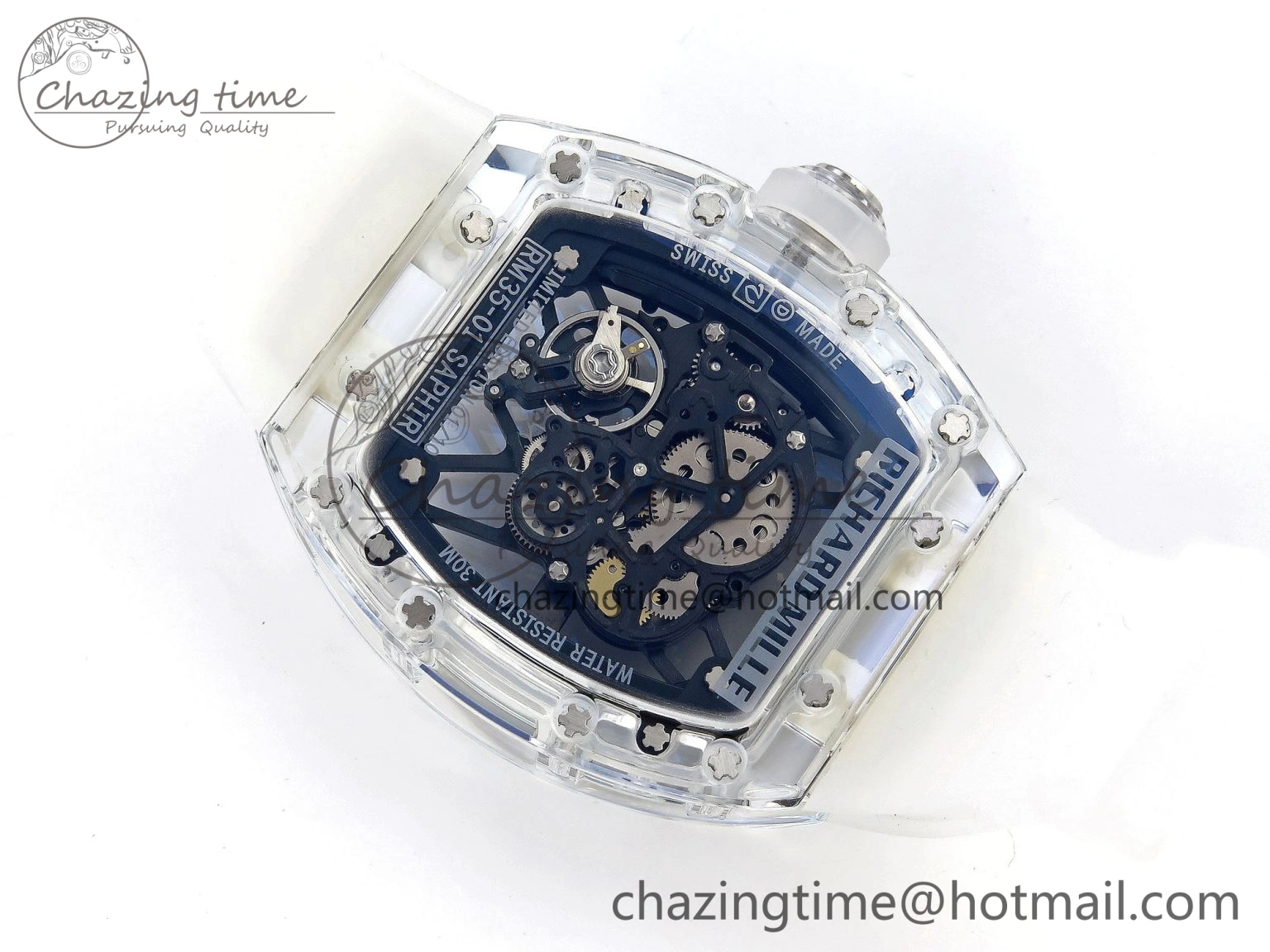 Resilient RM035 Transparent RMF Best Edition Skeleton Dial on Translucent Rubber Strap Clone RMUL 9326
