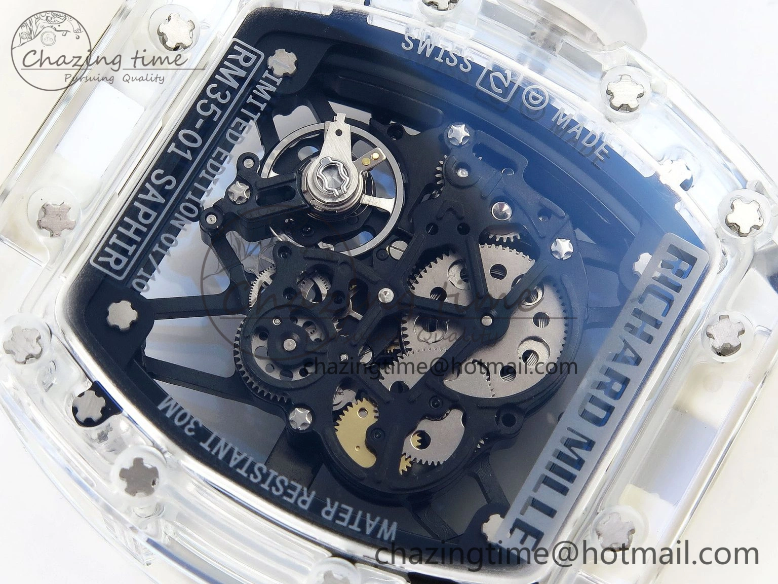 Resilient RM035 Transparent RMF Best Edition Skeleton Dial on Translucent Rubber Strap Clone RMUL 9326