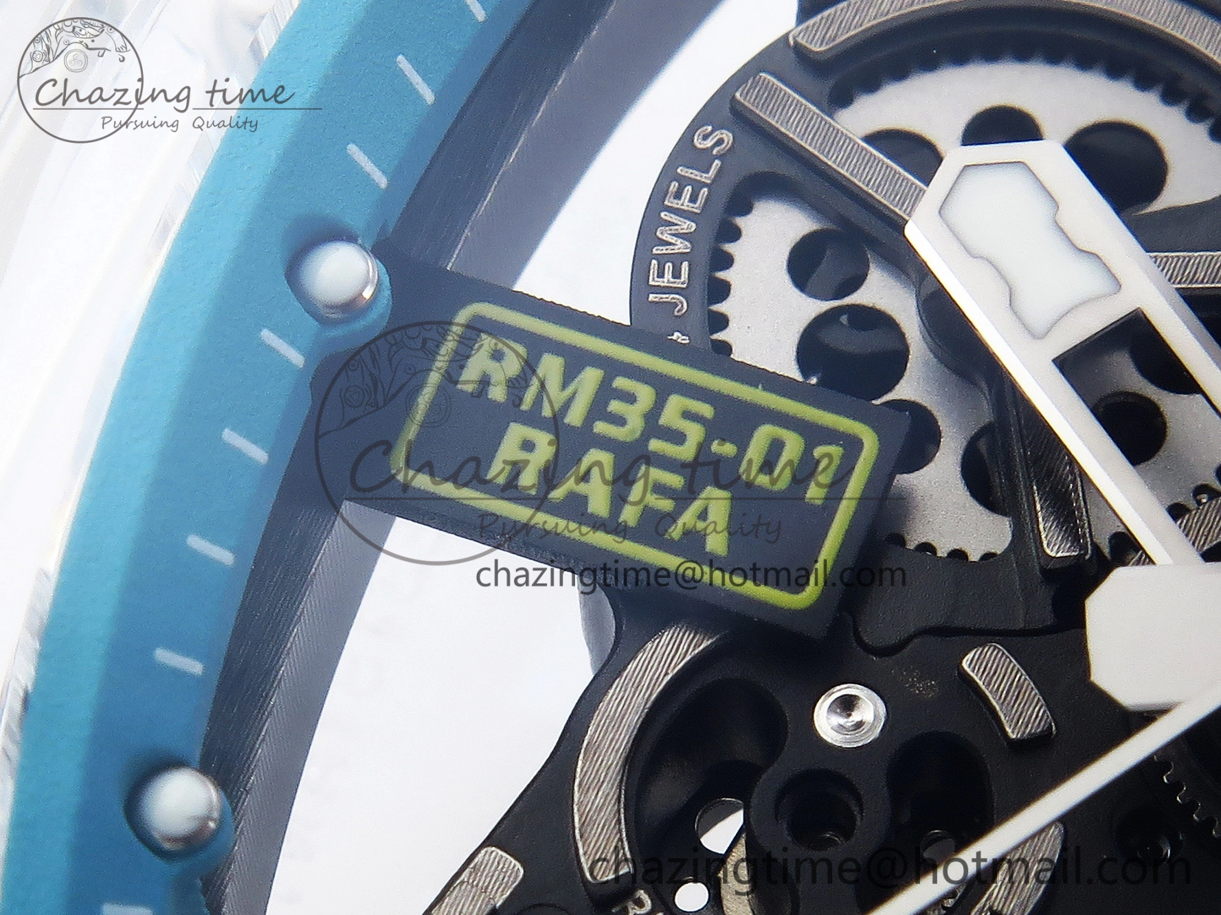 SmartChoice RM035 Transparent SONIC Best Edition Skeleton Blue Dial on White Nylon Strap Clone RMUL 9341