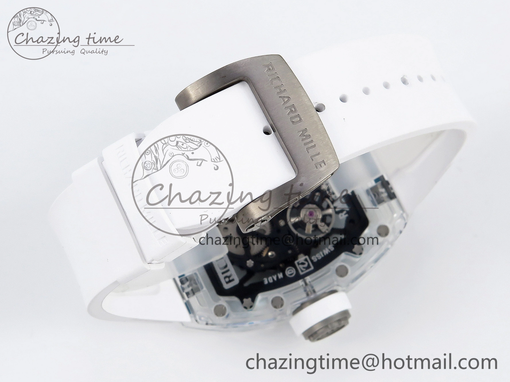 SmartChoice RM035 Transparent SONIC Best Edition Skeleton Blue Dial on White Nylon Strap Clone RMUL 9341