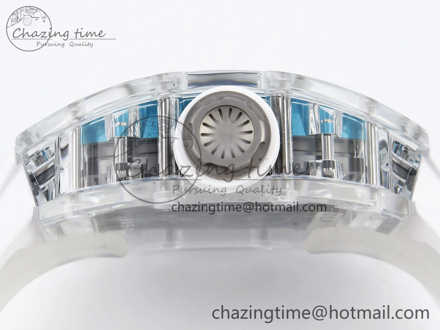 SmartChoice RM035 Transparent SONIC Best Edition Skeleton Blue Dial on White Nylon Strap Clone RMUL 9341