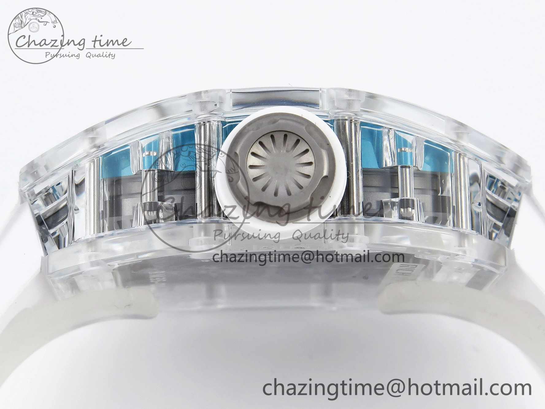 SmartChoice RM035 Transparent SONIC Best Edition Skeleton Blue Dial on White Nylon Strap Clone RMUL 9341