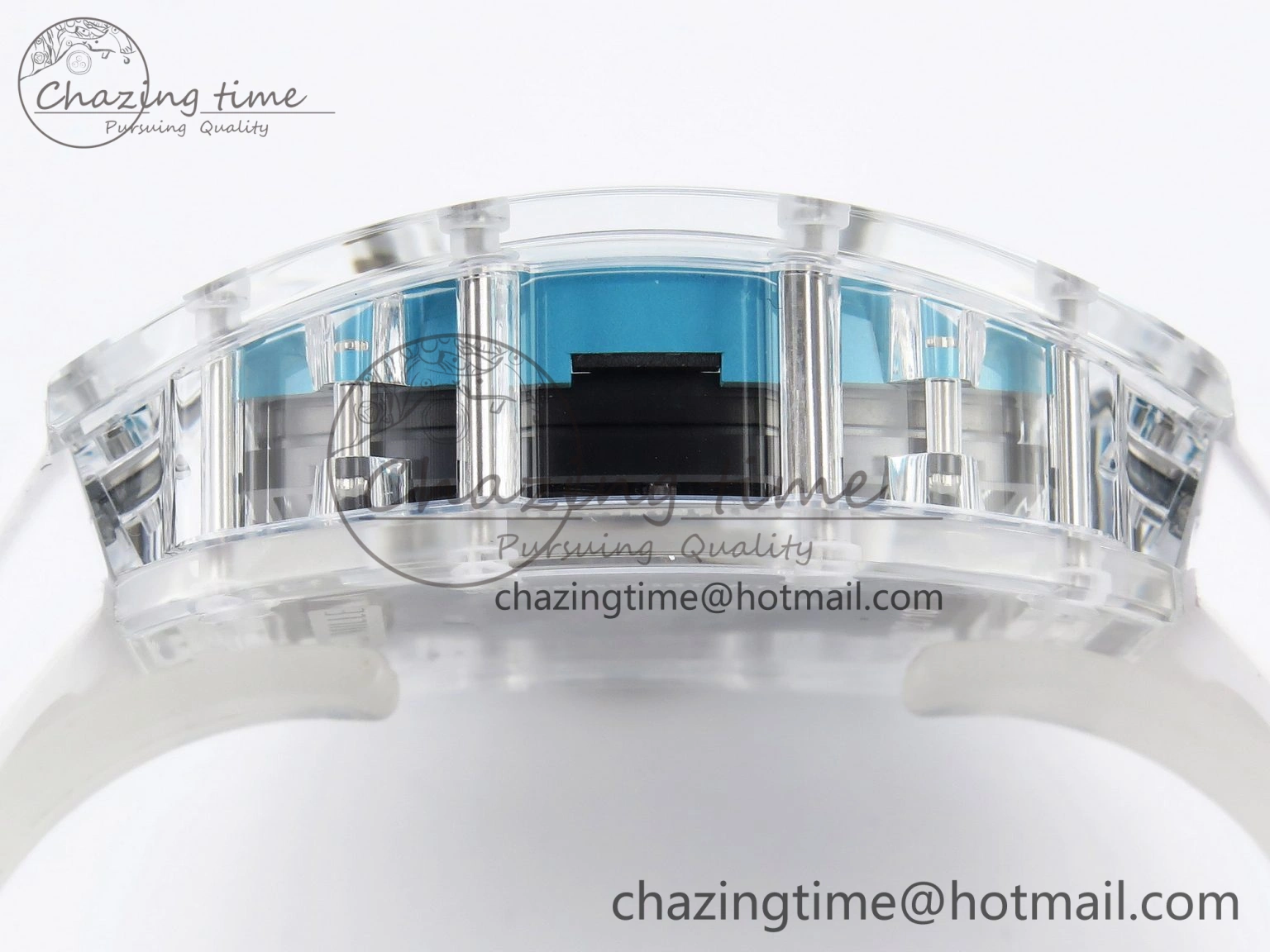 SmartChoice RM035 Transparent SONIC Best Edition Skeleton Blue Dial on White Nylon Strap Clone RMUL 9341