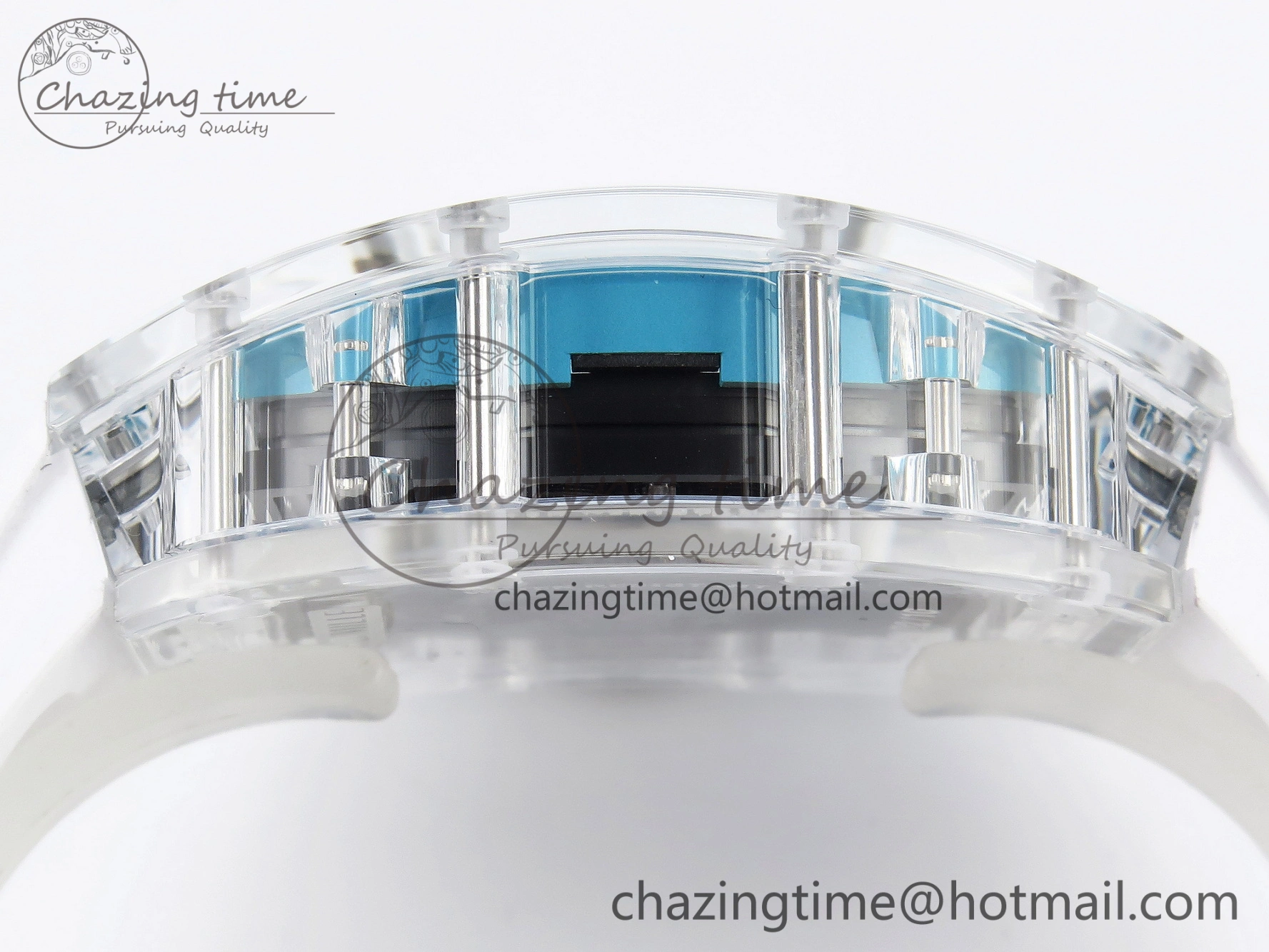 SmartChoice RM035 Transparent SONIC Best Edition Skeleton Blue Dial on White Nylon Strap Clone RMUL 9341