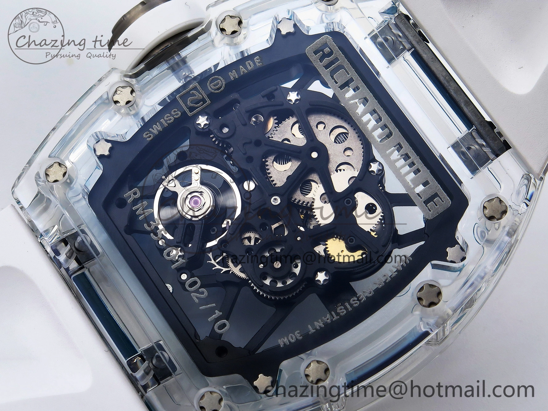 SmartChoice RM035 Transparent SONIC Best Edition Skeleton Blue Dial on White Nylon Strap Clone RMUL 9341