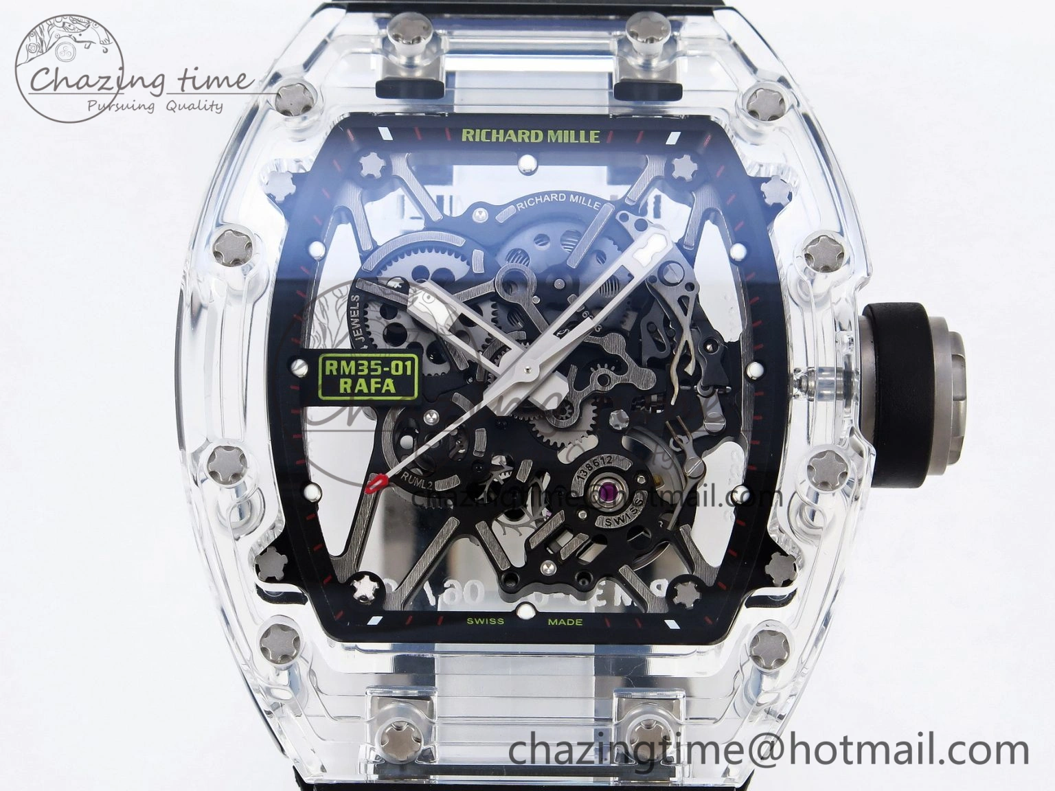RM035 Transparent SONIC Best Edition Skeleton Dial on Black Nylon Strap Clone RMUL Cozy 9340