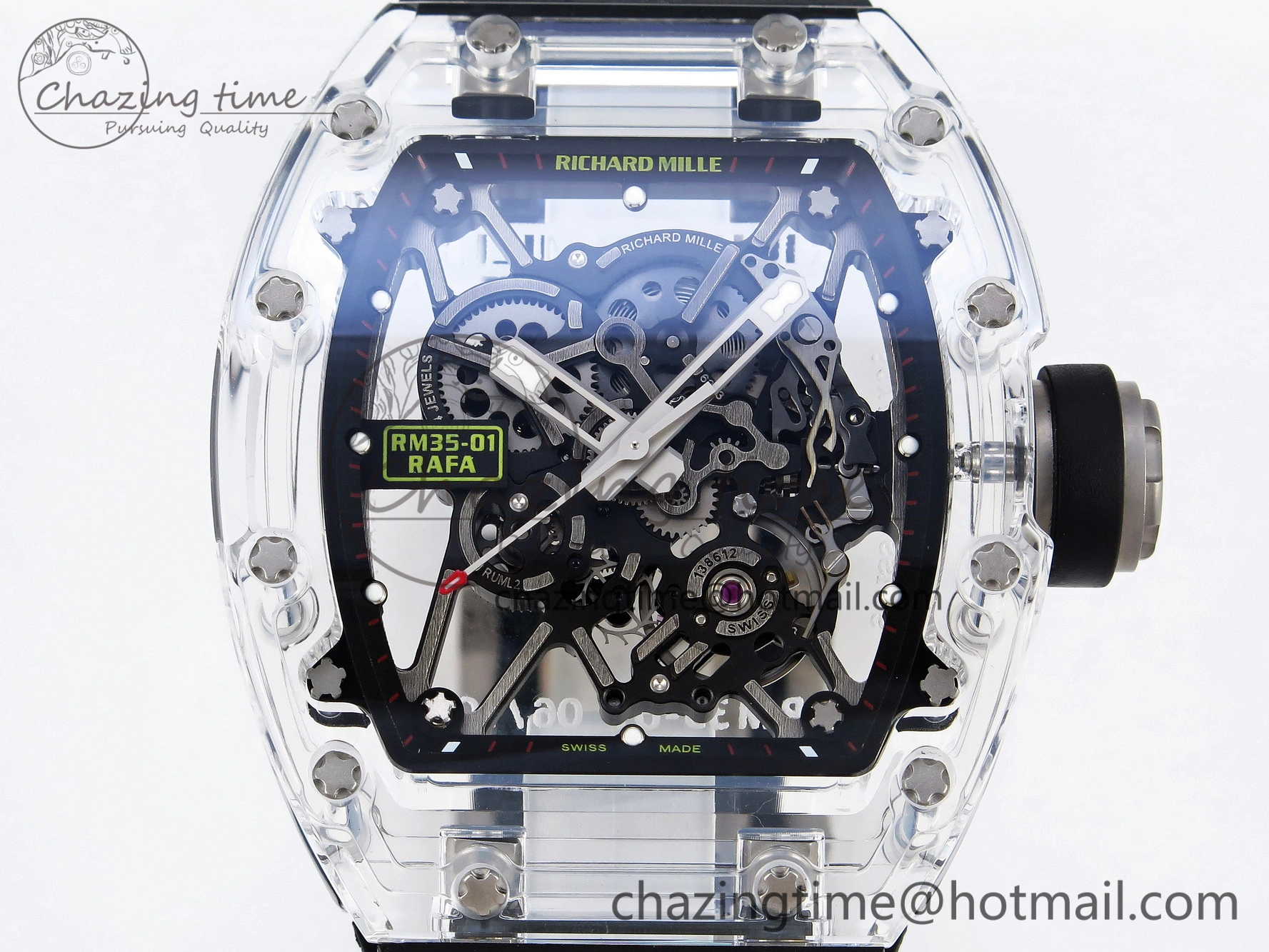 RM035 Transparent SONIC Best Edition Skeleton Dial on Black Nylon Strap Clone RMUL Cozy 9340