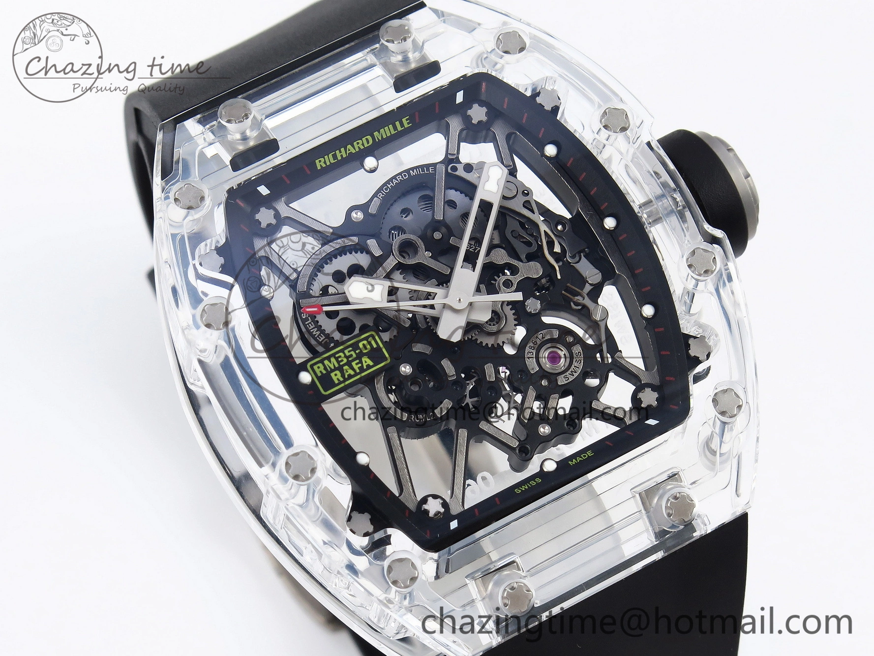 RM035 Transparent SONIC Best Edition Skeleton Dial on Black Nylon Strap Clone RMUL Cozy 9340