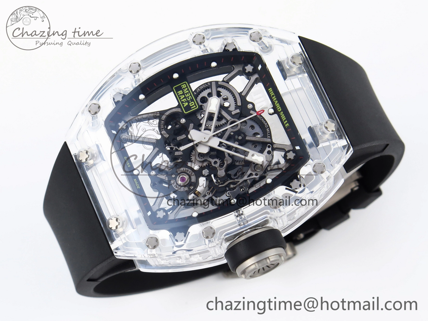 RM035 Transparent SONIC Best Edition Skeleton Dial on Black Nylon Strap Clone RMUL Cozy 9340