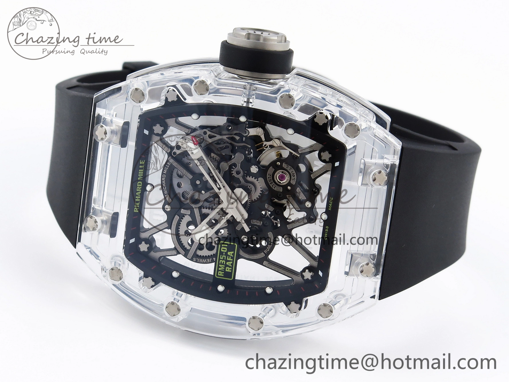 RM035 Transparent SONIC Best Edition Skeleton Dial on Black Nylon Strap Clone RMUL Cozy 9340