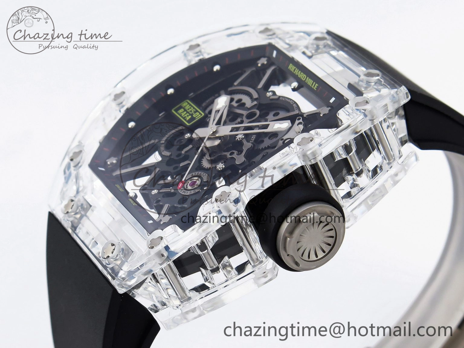 RM035 Transparent SONIC Best Edition Skeleton Dial on Black Nylon Strap Clone RMUL Cozy 9340