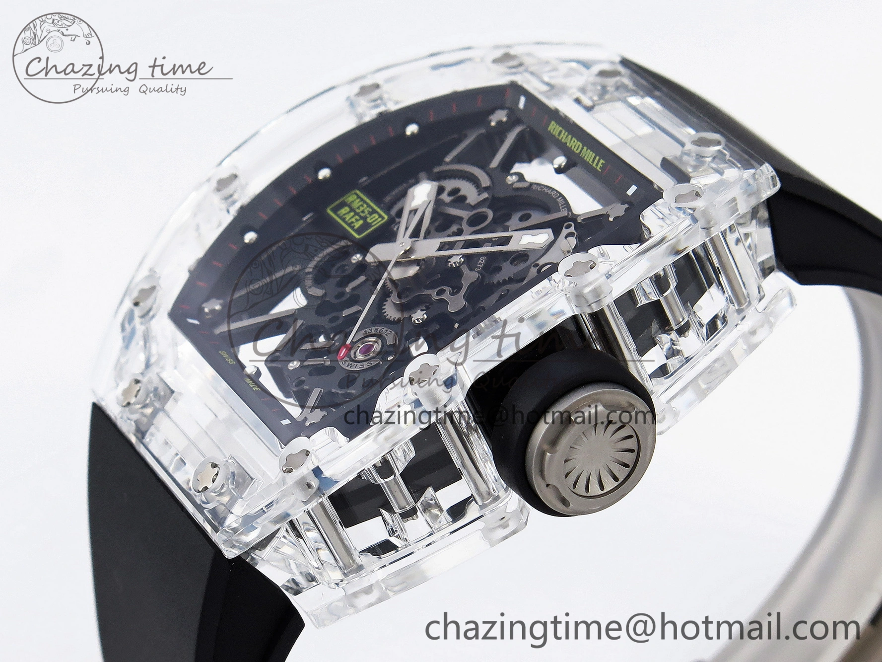 RM035 Transparent SONIC Best Edition Skeleton Dial on Black Nylon Strap Clone RMUL Cozy 9340