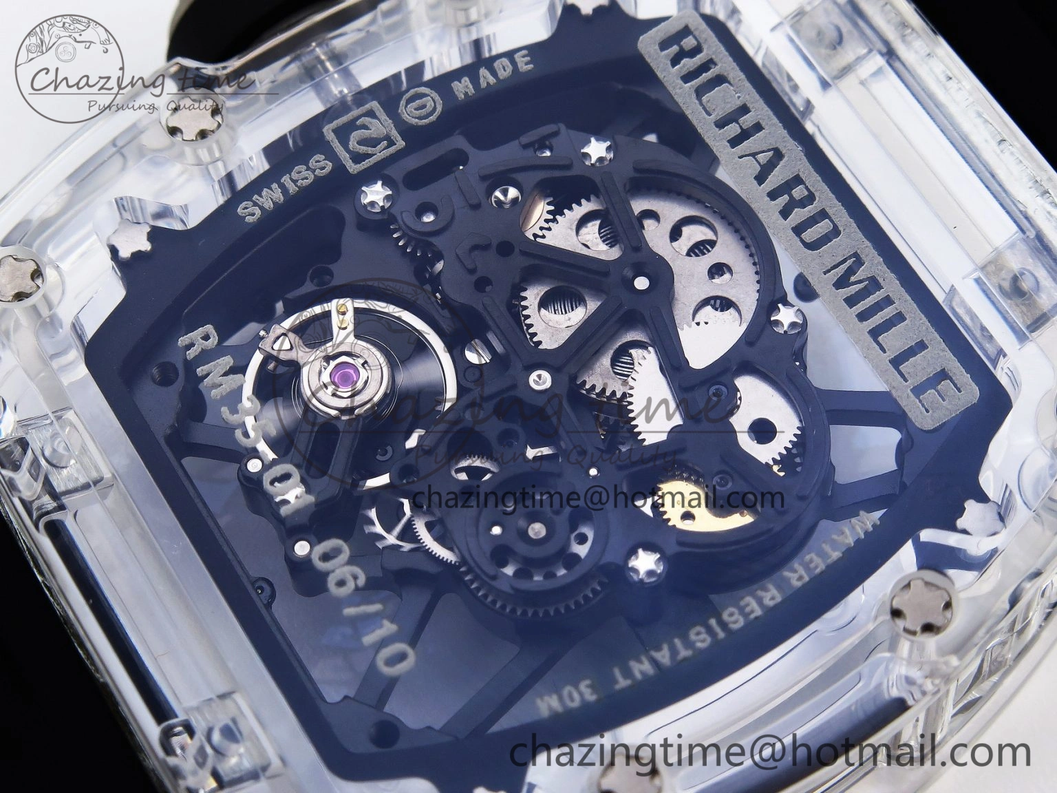 RM035 Transparent SONIC Best Edition Skeleton Dial on Black Nylon Strap Clone RMUL Cozy 9340