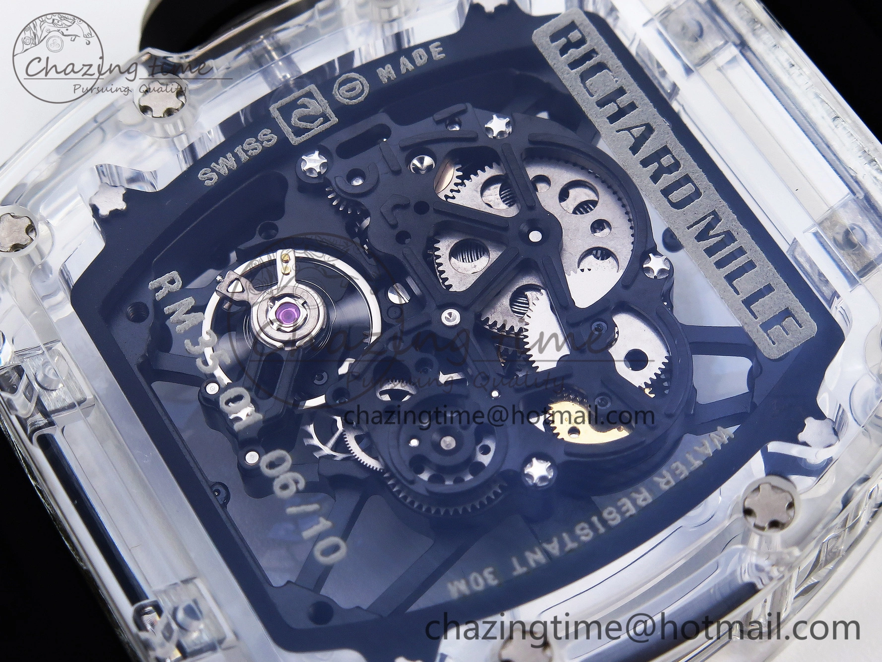 RM035 Transparent SONIC Best Edition Skeleton Dial on Black Nylon Strap Clone RMUL Cozy 9340