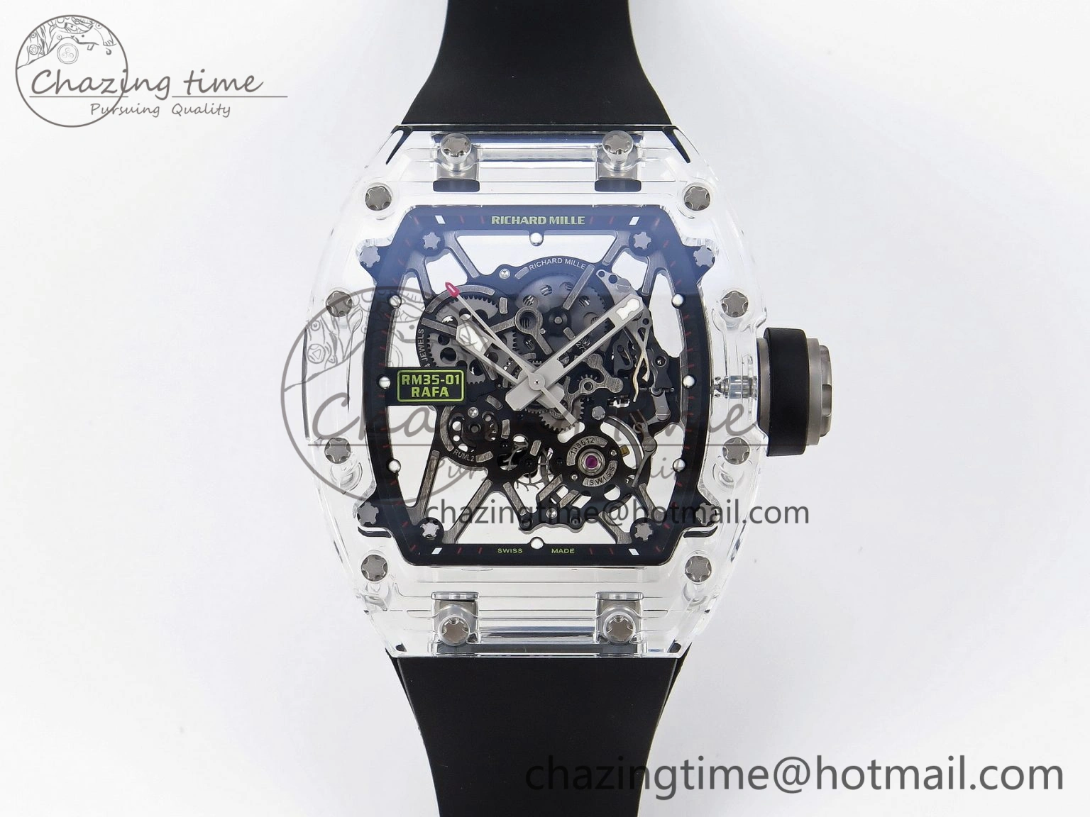 RM035 Transparent SONIC Best Edition Skeleton Dial on Black Nylon Strap Clone RMUL Cozy 9340