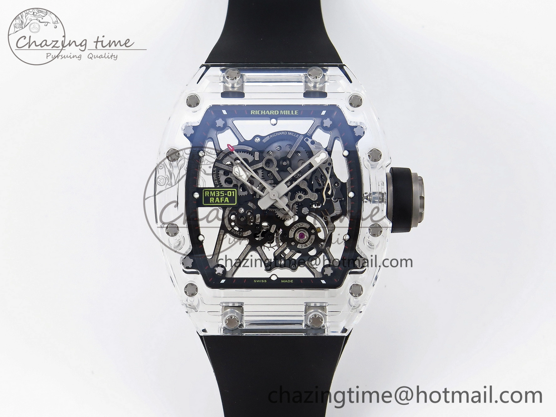 RM035 Transparent SONIC Best Edition Skeleton Dial on Black Nylon Strap Clone RMUL Cozy 9340