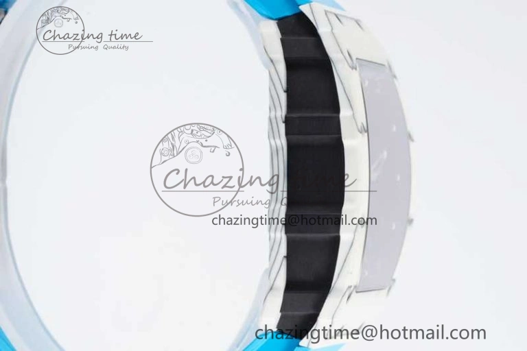 Lightweight RM035 White Carbon SONIC Best Edition Skeleton Dial on Blue Rubber Strap Clone RMUL 9355