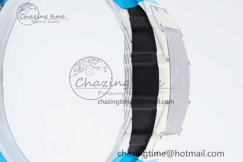Lightweight RM035 White Carbon SONIC Best Edition Skeleton Dial on Blue Rubber Strap Clone RMUL 9355