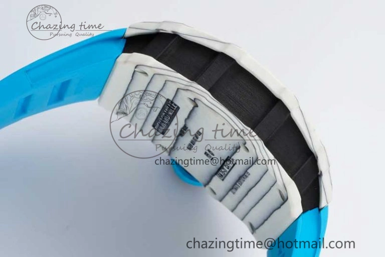 Lightweight RM035 White Carbon SONIC Best Edition Skeleton Dial on Blue Rubber Strap Clone RMUL 9355