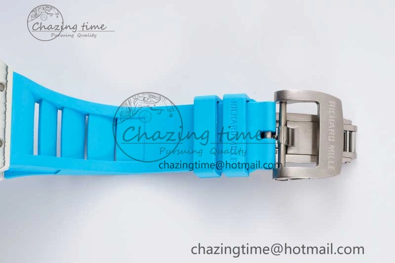 Lightweight RM035 White Carbon SONIC Best Edition Skeleton Dial on Blue Rubber Strap Clone RMUL 9355